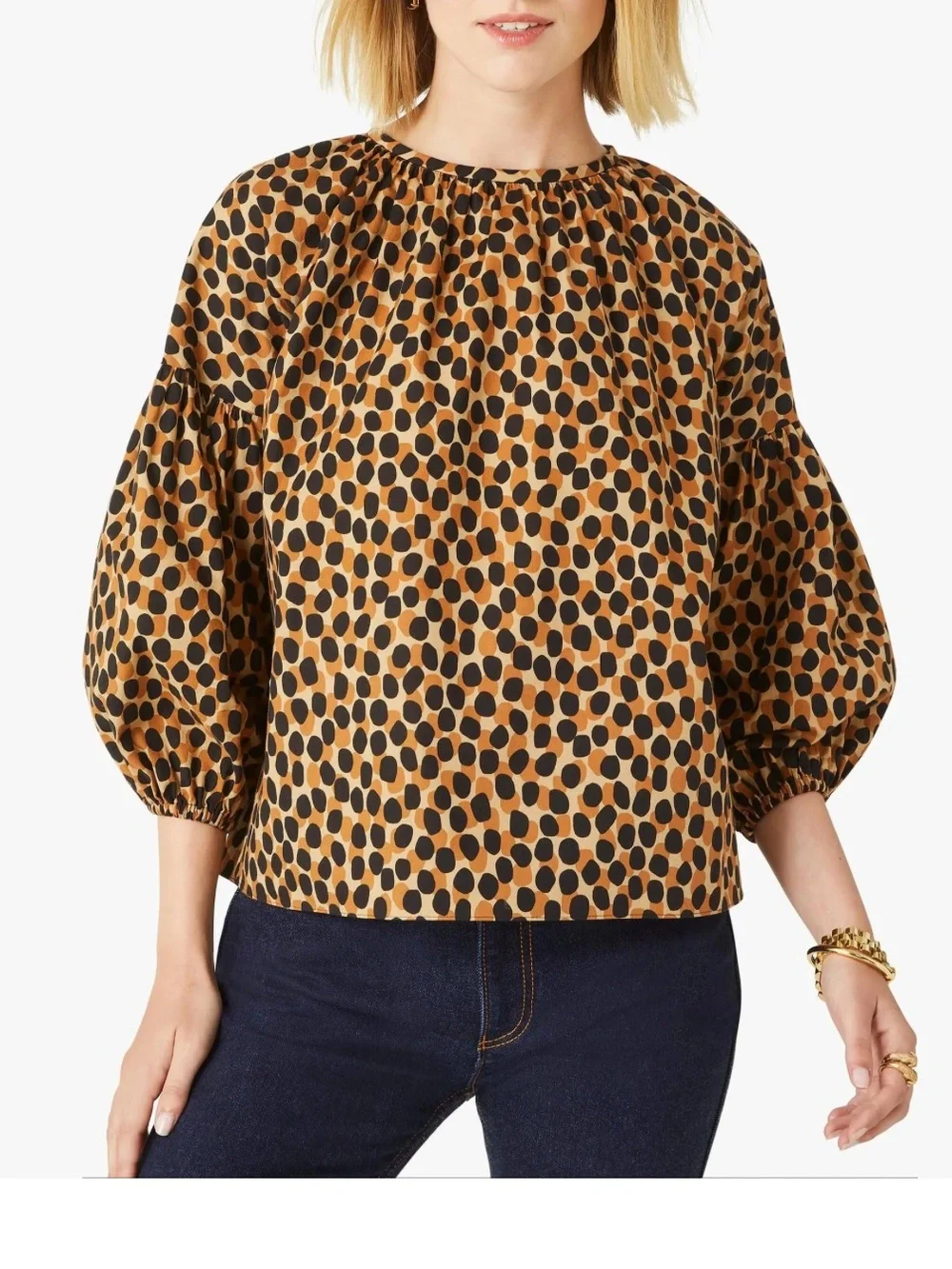 kate spade leopard print around town Blouse - Tan & Black
